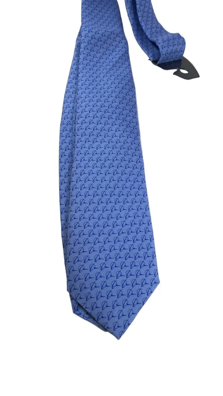 Vineyard Vines Boeing Promo Silk Whale Pattern Necktie Light Blue Dark Blue